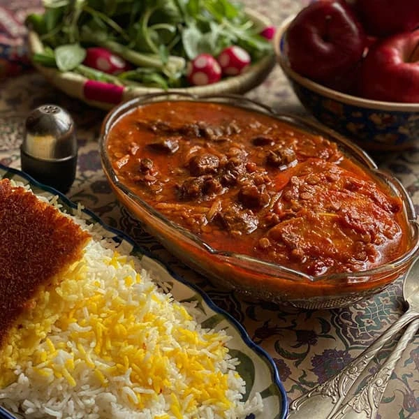 بهترین غذای محلی کاشان خورش سیب