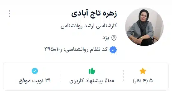 زهره تاج آبادی کارشناسی ارشد یزد